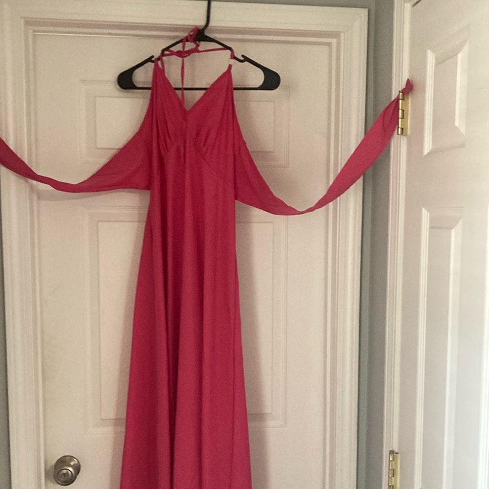 Elegant Pink Halter Dress